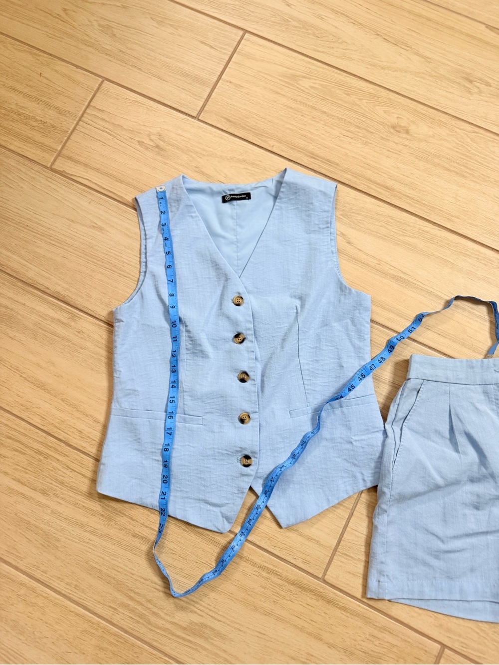 PRETTYGARDEN 2 Piece Set Vest Shorts Light Blue Blue Co Ord Suit Womens Size S - Picture 4 of 7